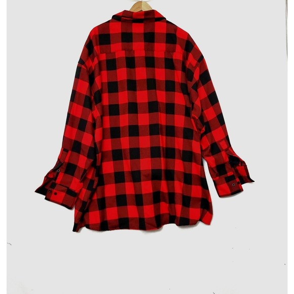 Yago Mens Flannel Shirt Shacket 5XL Button Up Long Sleeve Check Red Black - Picture 2 of 8